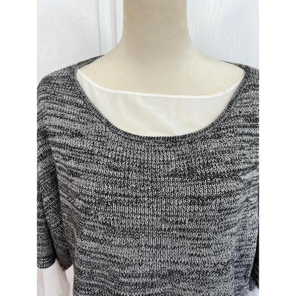 CHELSEA & THEODORE Womens Sweater Size L Grey Marl Layered Scoop Neck - Picture 3 of 10